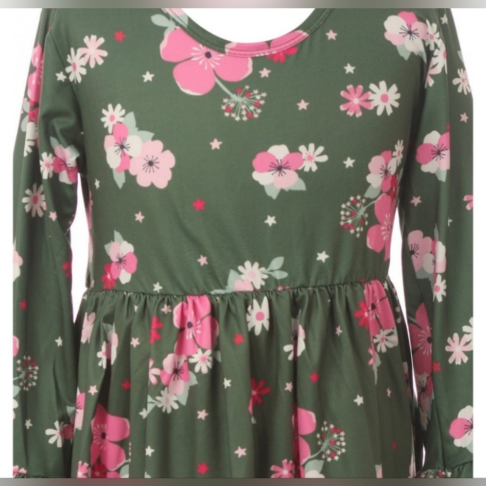 NWOT Long Sleeve Floral Girls Dress 6/7 - Picture 2 of 7